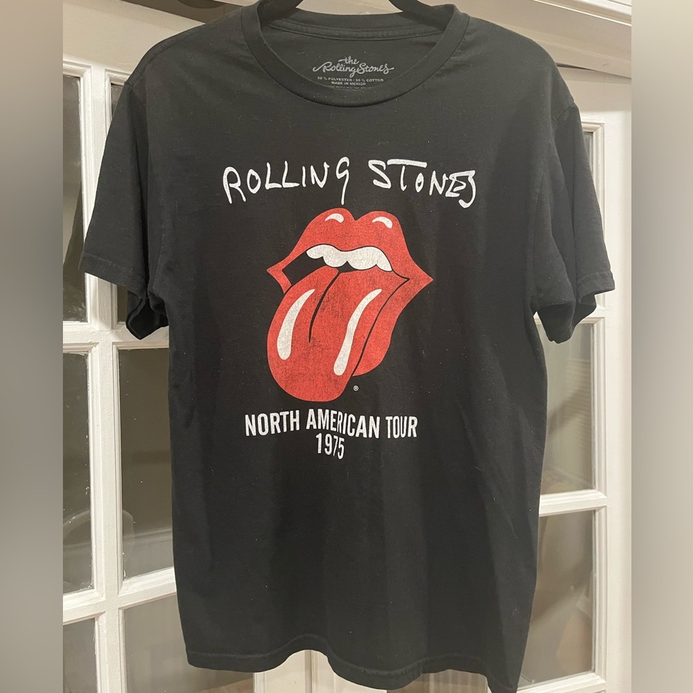 Rolling Stones Unisex Graphic Band Tee Shirt Logo Concert Black Size Medium